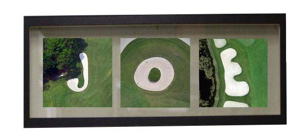 Personalized Golf Name Frame for Sand Trap Photos 3-4 Letters 7" x 18"