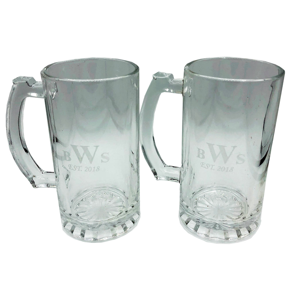 Single Etched Beer Stein