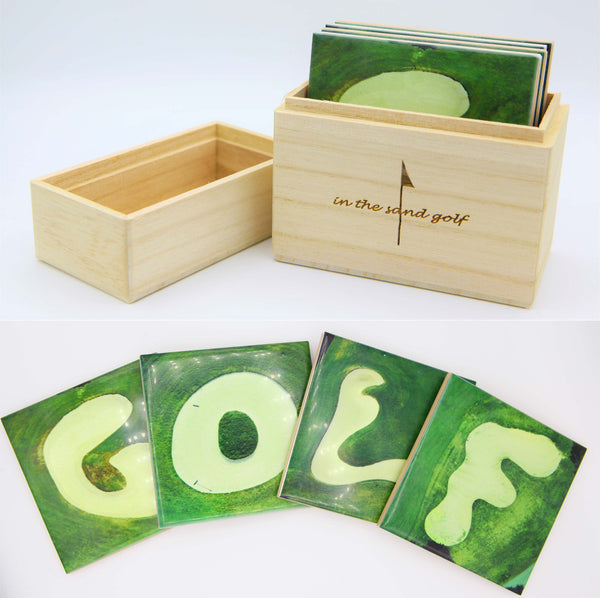 GOLF Sandstone Coaster Set in Wood Box