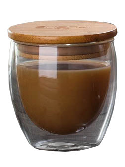 10oz Double Glass Wall Glass With Wooden Lid