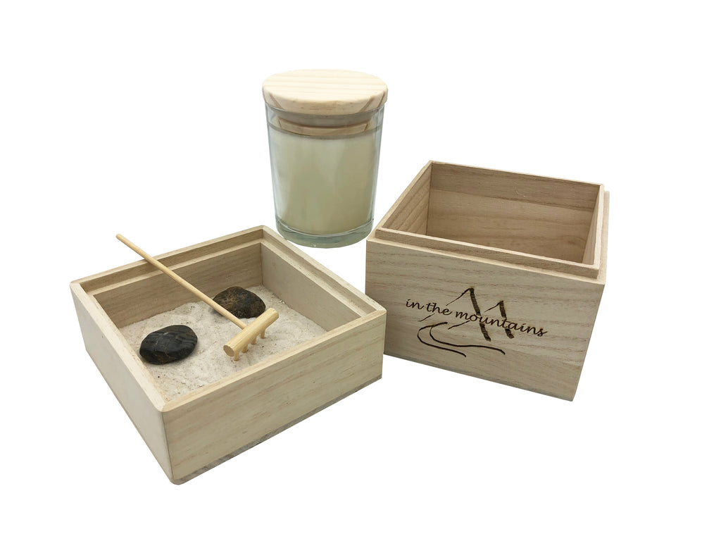 In The Mountains Zen Garden with Scented Candle