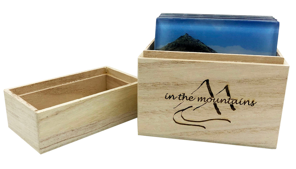 Glass Mountain Coasters in Wood Box